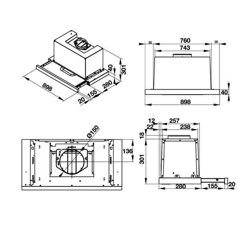 Máy hút mùi Hafele HH-TG90E 539.81.075 âm tủ