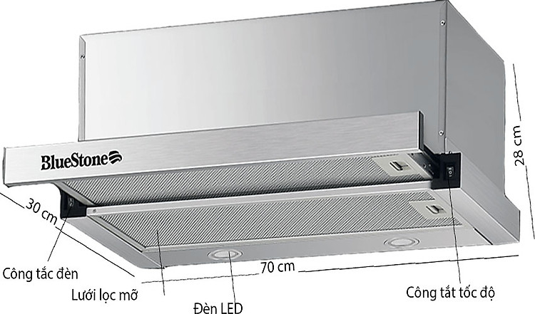 Máy hút mùi Bluestone HOB-8725