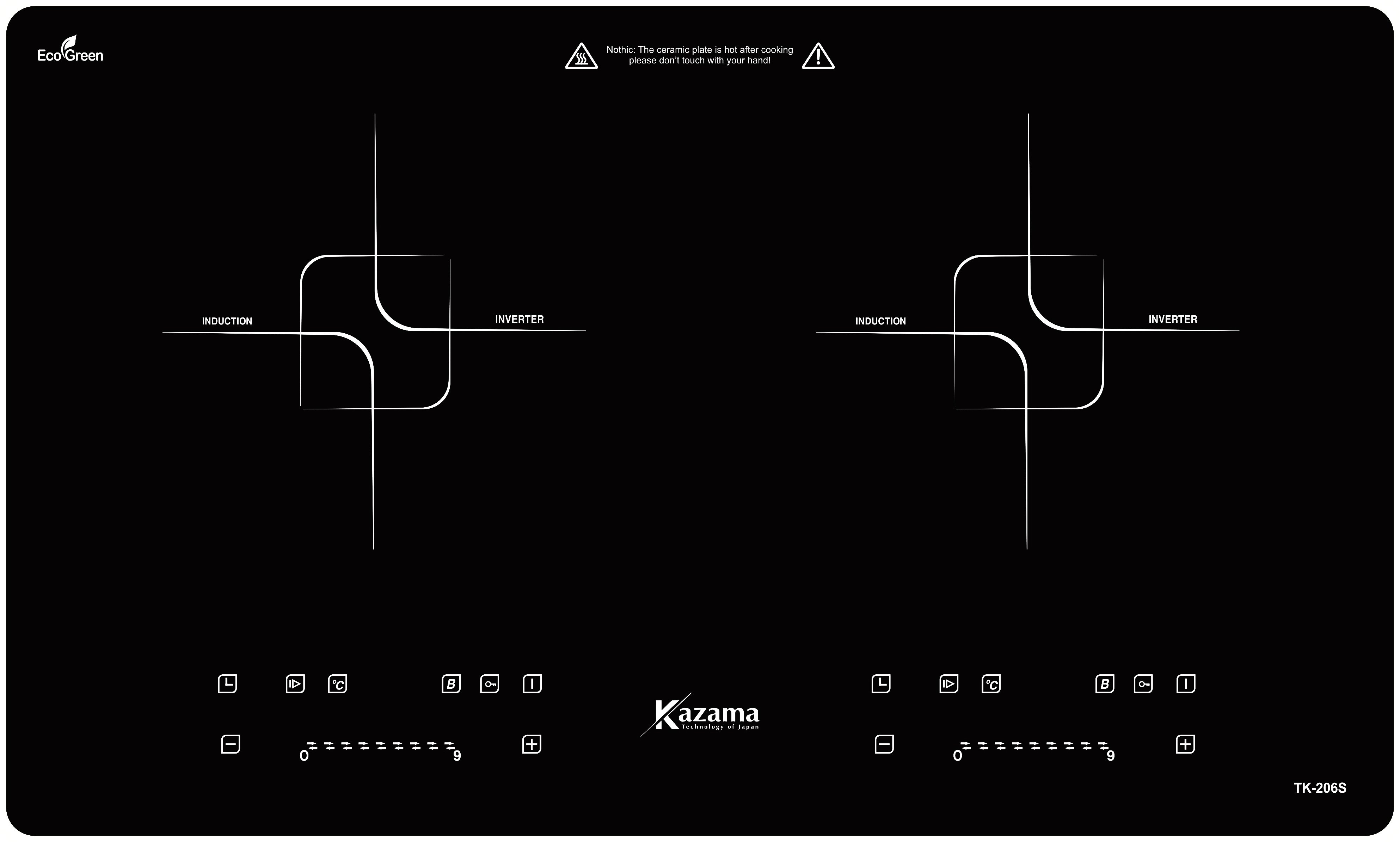 Bếp từ viền inox Kazama mặt chéo+ vuông Model TK-202S
