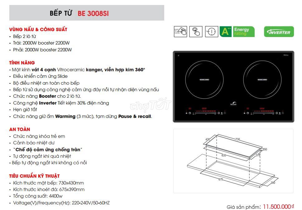 Bếp Từ Đôi Bauer BE 3008SI