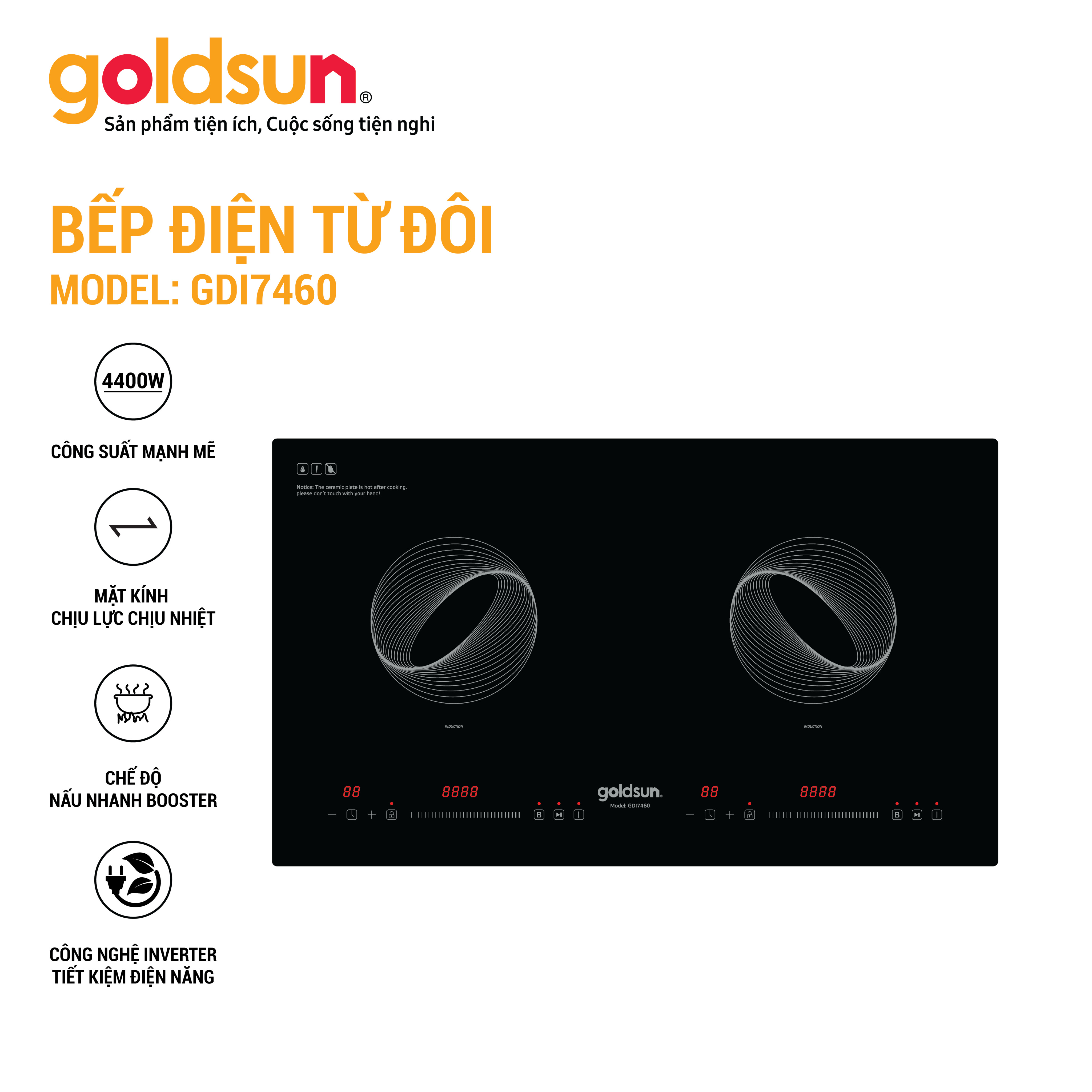 Bếp điện từ đôi Goldsun GDI7460