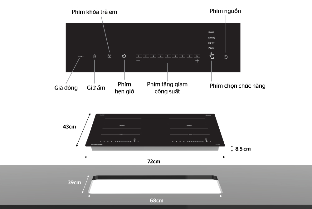 Bếp đôi điện từ SUNHOUSE SHB DI66