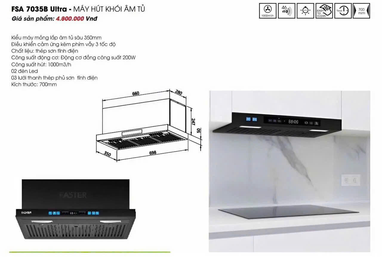 Máy hút mùi Faster FSA 7035B Ultra