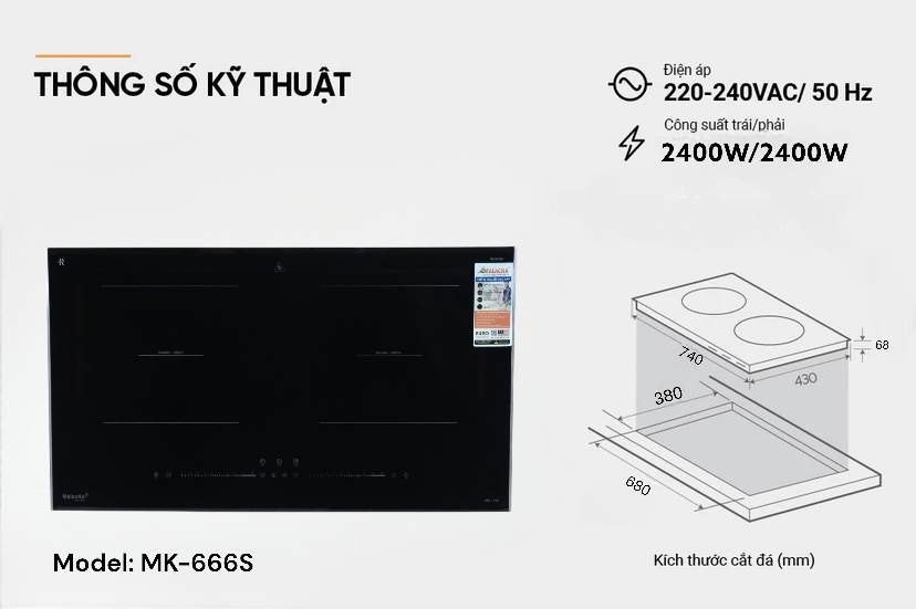 Bếp từ đôi Malacka MK-666S