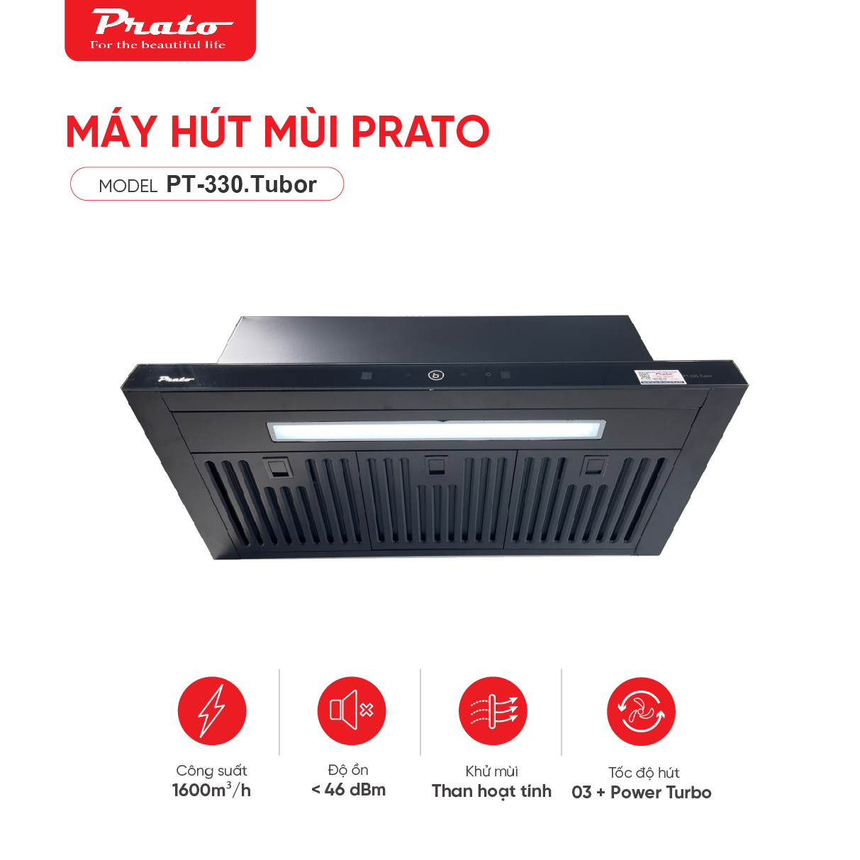 Máy hút mùi Prato Model PT-330.Tubor