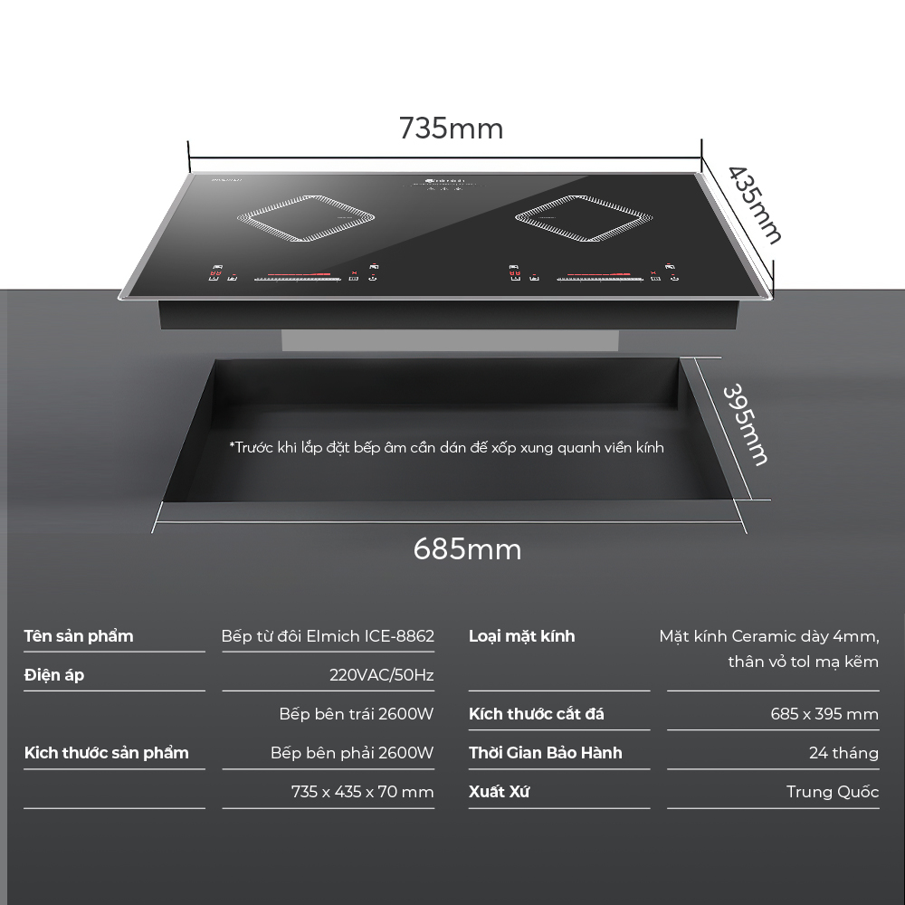Bếp từ đôi Elmich ICE-8862