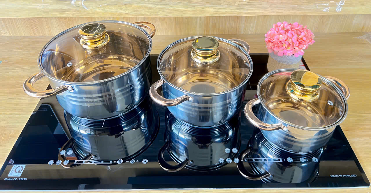 Bộ nồi 6 món ( 3 nồi + 3 vung)