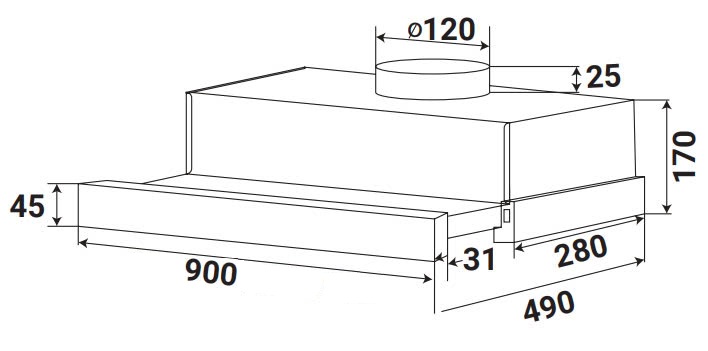 Máy hút mùi âm tủ Kaff KF-TL1009B