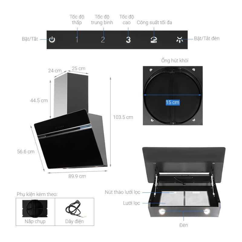 y hút mùi gắn tường Hafele HH-WVG90B 539.89.335